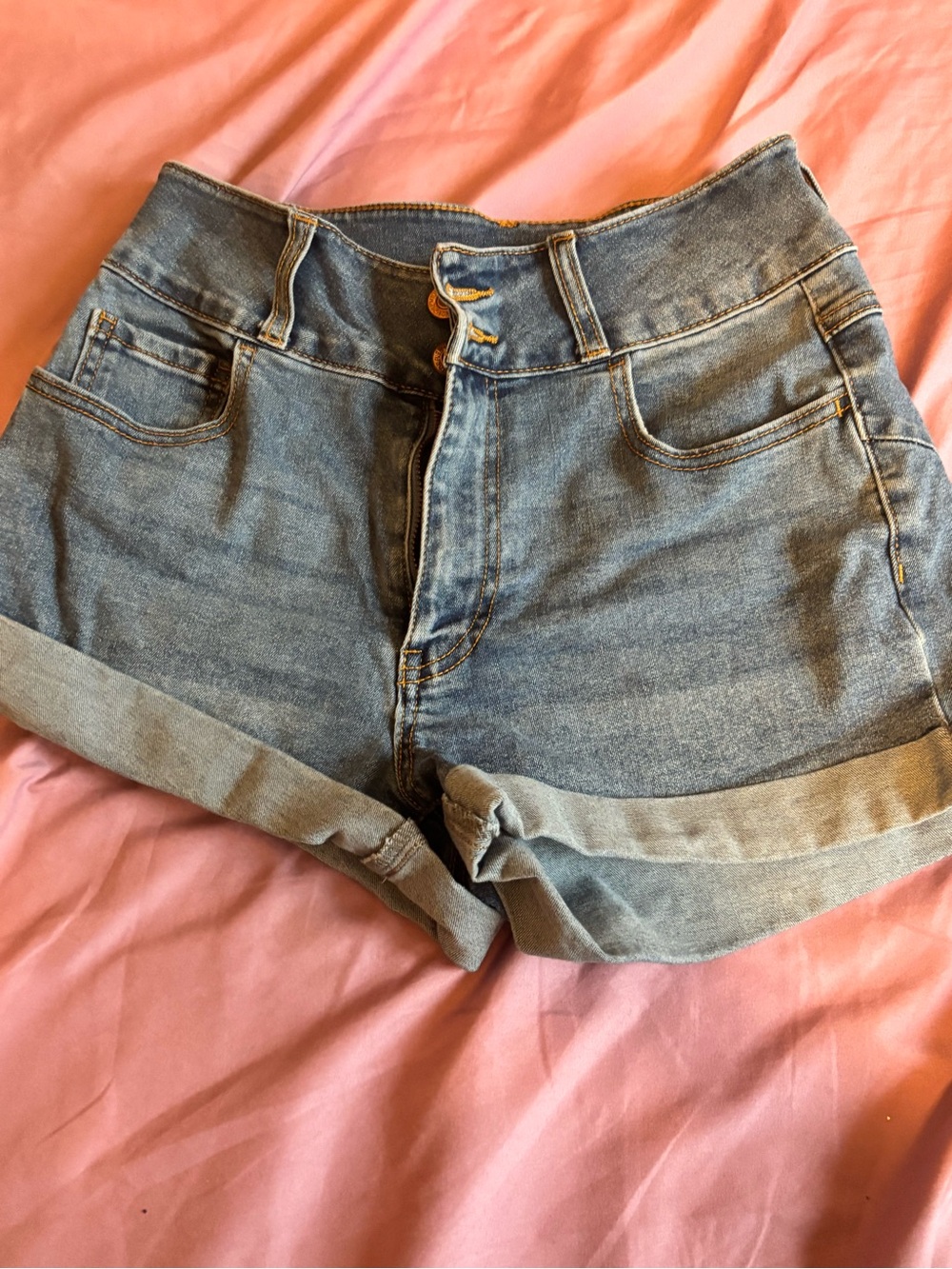 Forever 21 Light Blue Rolled Hem Denim Shorts